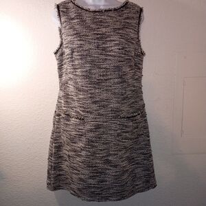 ELI TAHARI Black White Tweed Dress Patch Pockets NWT sz Medium